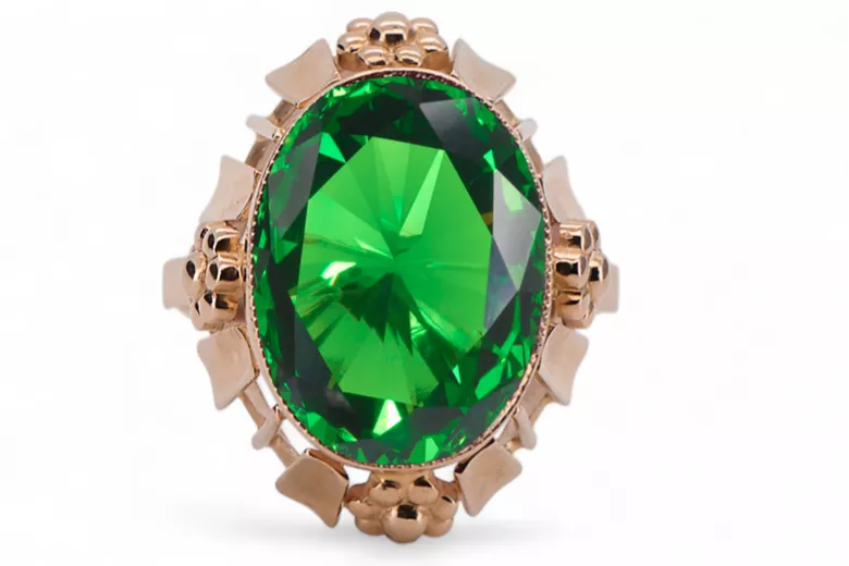 Vintage craft Ring Emerald Original Vintage 14K Rose Gold vrc043r